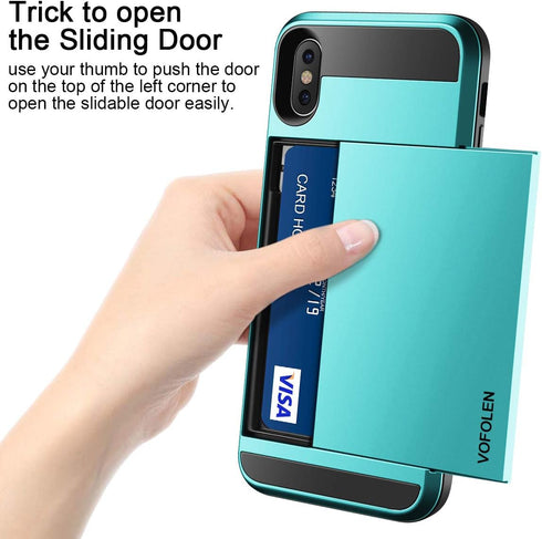 Vofolen Case for iPhone Xs Max Case Wallet Card Holder Sliding Cover Credit Card Slot ID Pocket Dual Layer Protective Hard Shell Hybrid TPU Bumper...