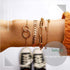 Boho Stackable Circle Bracelet Set Gold Fish Bone Layered Beaded Paperclip Link Bracelet Chain Jewelry for Women(4PCS)...