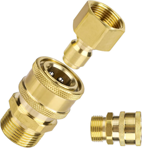 4pcs M22-15mm to 1/4in Pressure Washer Adapter Set, Power Washer Adapter to 1/4in Fast Connect & Quick Disconnect Pressure Washer Fast Connector K...