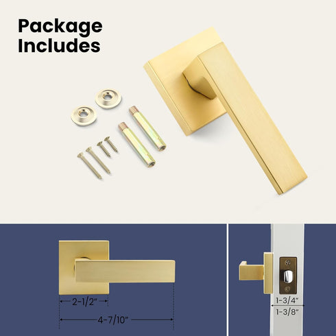 EHOMEWARE 1 Pack Heavy Duty Dummy Door Handle Interior Lever Set, Single Sided Gold Door Knob for Interior Doors, Right/Left Handing...