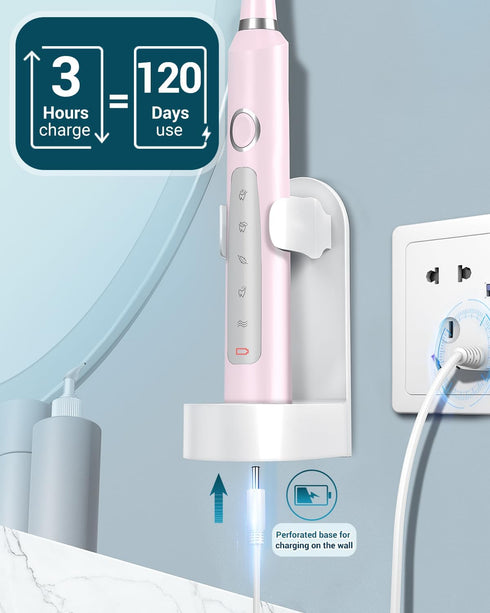 M5 Sonic Electric Toothbrush for Adults - Rechargeable Electric Toothbrushes with 8 Heads & Travel Case, Power Electric Toothbrush with Holder, 3 ...
