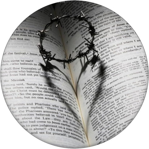 Bible Pages with Crown of Thorns Forming a Heart Shadow PopSockets PopGrip: Swappable Grip for Phones & Tablets PopSockets Adhesive PopGrip...