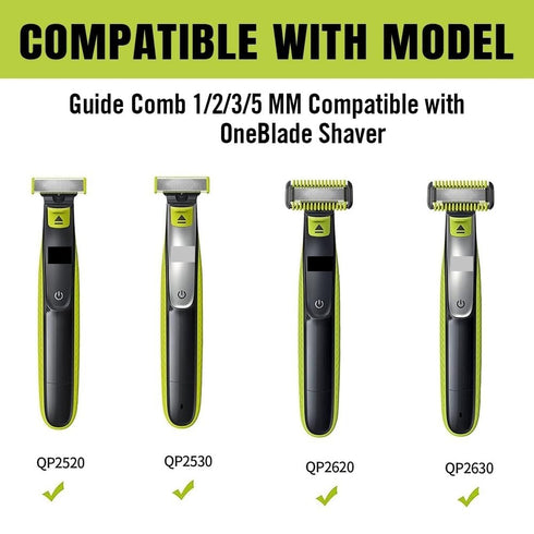 One Blade Guard, Beard Trimmer Guide Comb 1/2/3/5 MM for One Blade Shaver, Adjustable Guide Comb Guard for One Blade Shaver QP2520 QP2530 QP2620 Q...