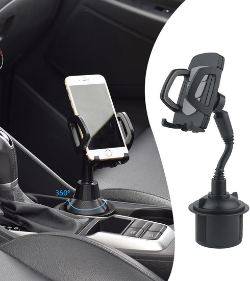 Cup Holder Phone Mount for Car, Adjustable Gooseneck Height 360 Rotatable Cell Phone Cradle Mount, with Extendable Cup Base Holder, Universal Mobi...
