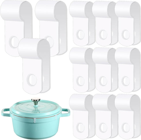 12 Pcs Dutch Oven Lid Protector Clips Replacement Plastic Clips for Stacking and Storage Plastic Bumpers for Display and Storage and Stacking of D...