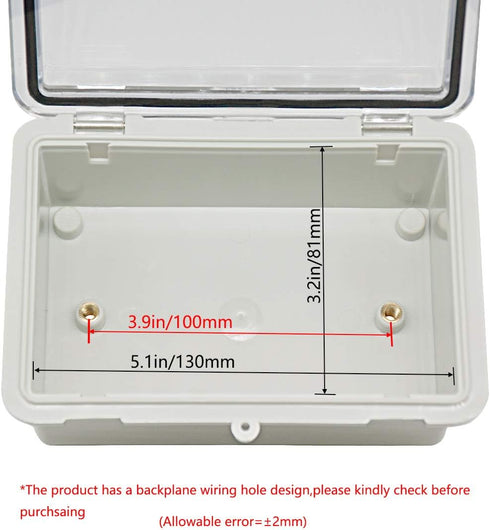Zulkit Junction Box ABS Plastic Dustproof Waterproof IP65 Electrical Boxes Hinged Shell Outdoor Universal Project Enclosure Clear Cover with 2 Cab...