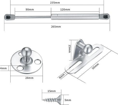 4 Pcs Gas Springs, 100N/22.5LB Gas Struts Lift Supports, Gas Shocks, Soft Close Hinges, Furniture Cabinet Door Lid Stay, Hydraulic Gas Lift Spring...