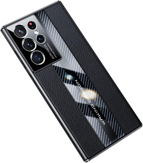 for Samsung Galaxy s22 Ultra Case 5G 6.8 inch Luxury TPU Carbon Fiber & Leather Back Cover Compatible with s 22ultra 2022 Camera Protection Shockp...