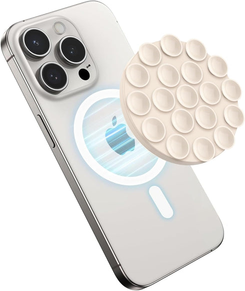 omee Magnetic Suction Cup Phone Mount, Silicone Suction Phone Case Stand for iPhone 15/14/13/12 Series, Mirror Shower Phone Holder, for TikTok Vid...