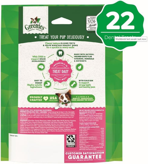 Greenies Puppy Teenie Size Natural Dental Dog Treats, 6 oz. Pack (22 Treats)...