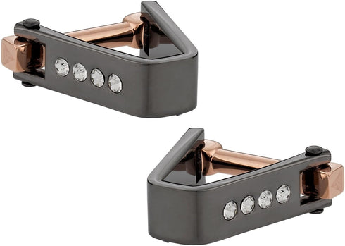 Crystal Cufflinks Gunmetal with Travel Presentation Gift Box...