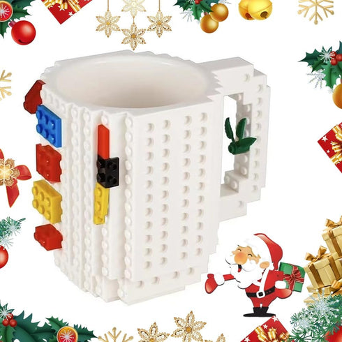 Versatile Build-on Brick Mug,Fun Coffee Mugs Compatible with Lego DIY Building Kit with 3 Pack of Blocks,Novelty Cup with Bricks Set for Party Fav...