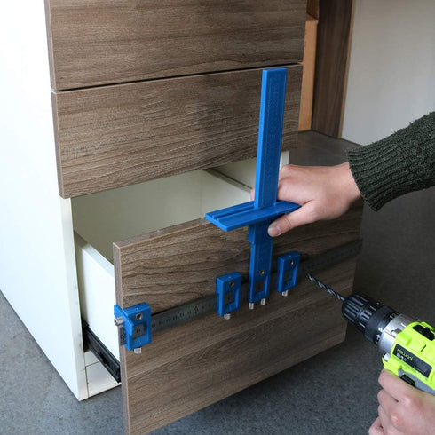 Cabinet Drawer Drilling Template Jig-Door Handles and Knobs Hardware Punch Locator for Easy Installation-Professional Measuring Woodworking Tool (...