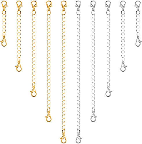 Chain Extenders for Necklaces, Anezus 10pcs Jewelry Extenders for Necklaces, Stainless Steel Chain Extenders for Necklace, Bracelet and Anklet (As...