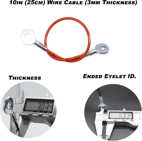 10 pcs 10 inch (25cm) 3mm Thickness Galvanized Steel Wire Cable Eyelets Ended Short Rope Lanyard Safety Tether Chain Lock with Vinyl Coated Cover ...