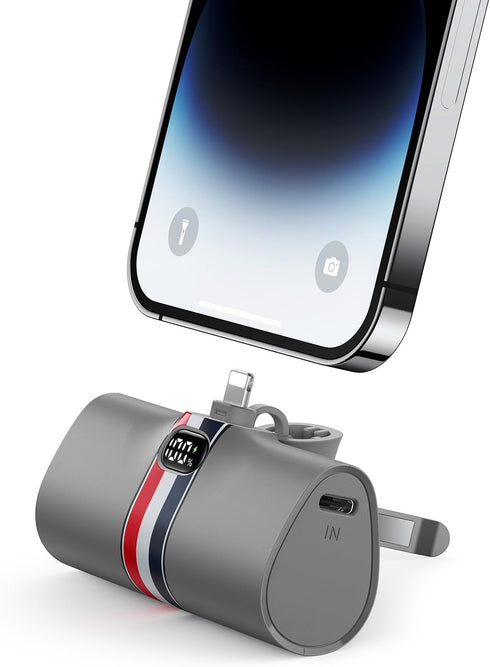 Mini Portable Charger for iPhone | 5000mAh 20W PD Fast Charging Battery Pack with Stand | Cute LED Display Small Power Bank for iPhone 14, 13, 12,...