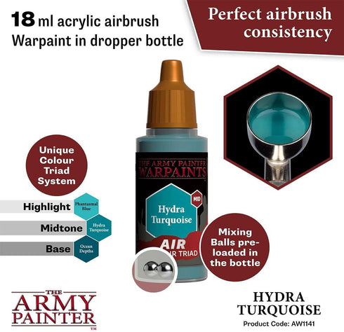 The Army Painter Warpaint Air Hydra Turquoise - Acrylic Non-Toxic Heavily Pigmented Water Based Paint for Tabletop Roleplaying, Boardgames, and Wa...