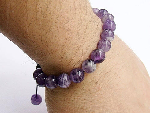 Certified Natural Amethyst Bracelet 8mm Beads - Spiritual Healing, Peace, Love...