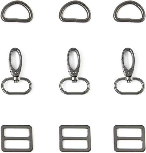 15Pcs Metal Swivel Snaps Hooks with D Rings and Tri-Glides Slide Buckles for Key Lanyard Purse Bag Straps Dog Collars DIY Sewing Hardware Craft (1...