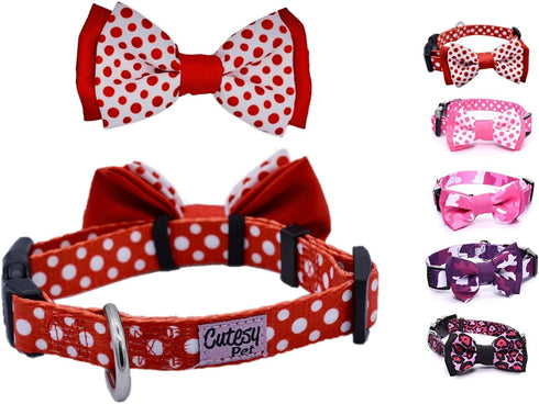 | Designer Dog Collar with Adjustable Bow | Comfortable and Strong | Durable and Cute and Made for Adventure | 5 Designs in 4 Sizes | Small, Mediu...