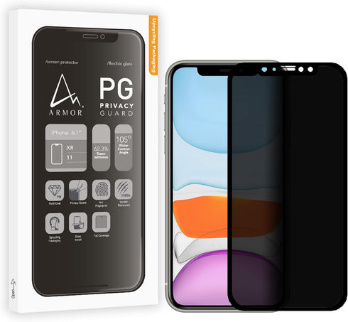 ARMOR Flexible Glass 2.5D Full Coverage Screen Protector for iPhone 11 / XR, Privacy Guard with 9H...