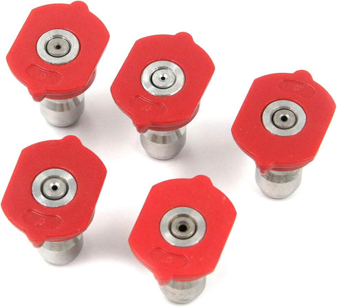 T Tulead Pressure Washer Nozzle Tips Quick Connector Red Power Washer Nozzle Tips 0 Degree 0.04"/0.047"/0.055"/0.06"/0.08" Diameter 5PCS...