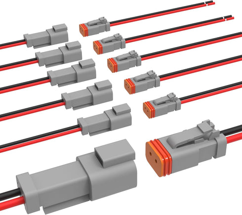 Newdeli Deutsch 2 Pin Connector Kit Waterproof Electrical Connector 16 AWG Male and Female Automotive Wire Connectors for Car Truck Boat, Dt Conne...