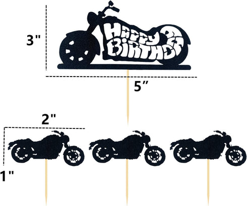 LaVenty 25 PCS Motorcycle Cake Topper Scooter Cupcake Toppers Motorcycle Happy Birthday Cake Topper for Man’s Birthday Party or Boy’s Birthday...