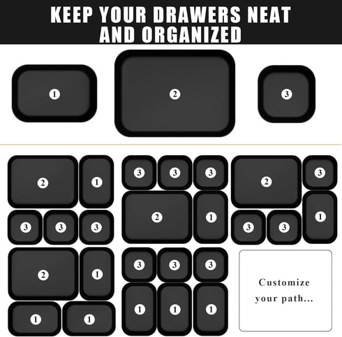 Plastic Drawer Organizers, 10 PCS Drawer Organizer Bins, Bathroom and Vanity Organizer Plastic Tray, Makeup organizer and storage for Makeup, Bedr...