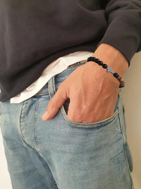 Cross Bracelet for Men Father Dad Husband Son Brother Boyfriend Father's Day Baptism Communion Birthday Graduation Anniversary Christmas Christian...