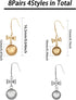 CHGCRAFT 8Pairs 4Styles Earrings Wire Hooks Blanks DIY Earring Making Kits Including Bowknot with Flat Round Transparent Glass Cabochons and Plast...
