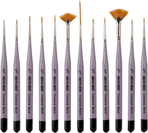 Micro Mini Fine Detail Paint Brush Set of 12 Pieces, Small Short Handle Taklon Bristles for Detailing, Paint by Number Art, Models & Nails...
