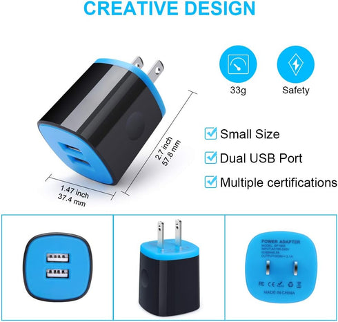 USB C Charger Set for Samsung Galaxy A17 A16 A15 A14 5G S25 S24 FE A01 A71 A51 A11 A10e S23 S22 S21 A13 A20 A21 A50 A9, USB Wall Charging Block Cu...