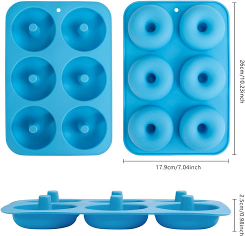 Silicone Donut Mold for 6 Doughnuts, Set of 2. Food Grade LFGB Silicone Bagels Baking Pan, Non-Stick, Dishwasher Safe, Heat Resistant and Microwav...