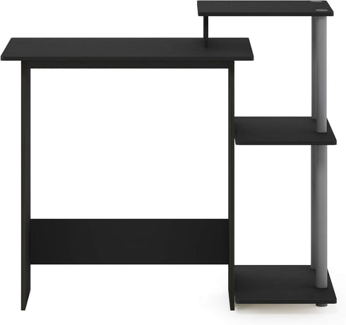 Furinno Efficient Home Laptop Notebook Computer Desk with Square Shelves, Black/Grey...