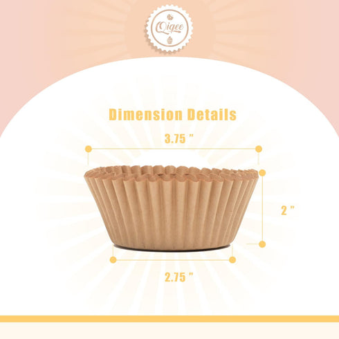 qiqee 300 Count Jumbo Cupcake Liners Natural Muffin Liners Food Grade Jumbo Size Baking Cups Paper No Smells?Large Size?...