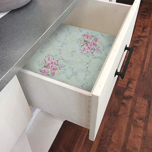 LovingWay 14.7 feet Wallpaper Roll Retro Floral Shelf Liner 17.7x177 Inch Self-Adhesive Dresser Drawer Covering Paper DIY Makeup Organizers Boxes ...
