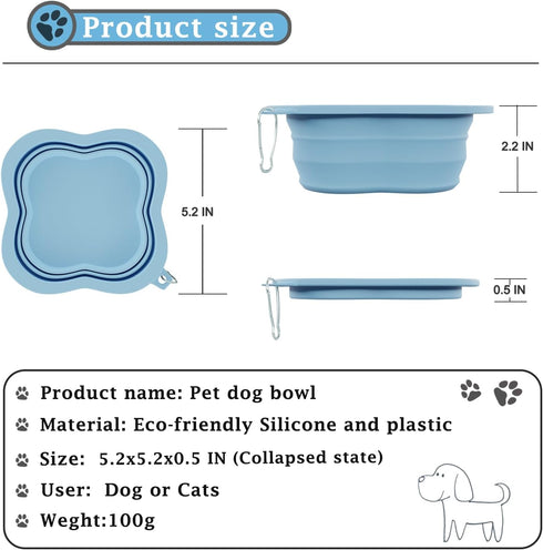 Dog Bowls Pet Collapsible Bowl Slow Feeder Outdoor, Dog Travel Bowls Portable Foldable Cat Water Dish Bowl for Pets Walking Parking Camping (Purpl...
