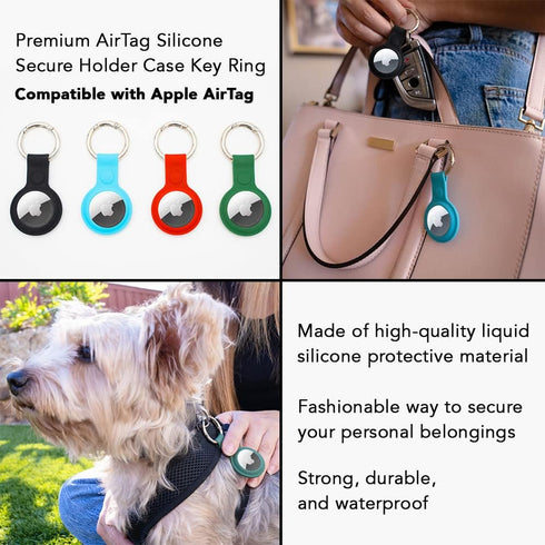 Apple AirTag Holder Keychain Case Waterproof Silicone Cover with Metal Lobster Clasp for AirTag Tracking...