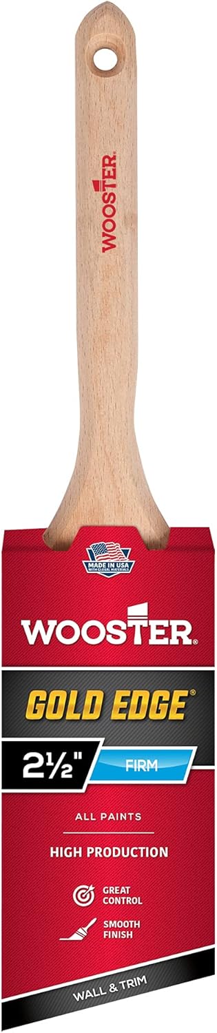 Wooster 5231-2 1/2 Series 5231 2-1/2" Edge Angle Brush, 2 1/2 Inch, White,Gold...