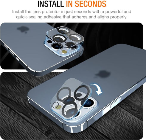 Trianium 3 Pack Camera Lens Screen Protector Compatible for iPhone 13 Pro and iPhone 13 Pro Max (2021, 6.1" / 6.7" Phone) - Clear [Support Night S...