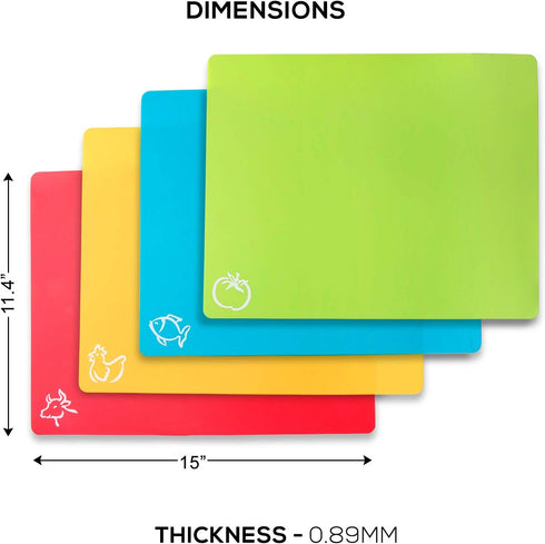 Durable Plastic Cutting Board Set, Chopping Board Plastic, for Vegetable Meat or Cheese | Dishwasher Safe | Pair of MD Protective Gloves...