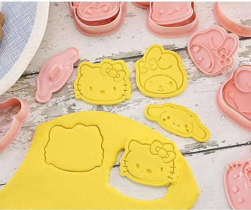 Cute KITTY Cat Cookie Cutter Set, 8 Pieces Cartoon Cookie Cutter With Embossed Pattern, 3D Cartoon Fun Cookie Cutter Set, DIY Baking Cake Fondant ...
