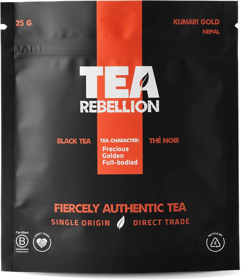 Tea Rebellion 25g Kumari Gold Made from loose leaf tea with Pure and Authentic Organic Black Tea, High Mountain Tea with One Leaf and Bud, Healthy...