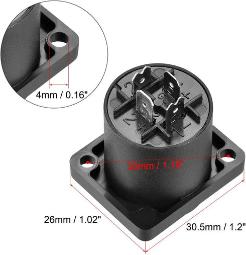 uxcell 4-Pole Speaker Panel Mount Connector,Audio Speaker Jack Twist Lock,Speaker Jack Plate with Metal Insert,2Pcs...