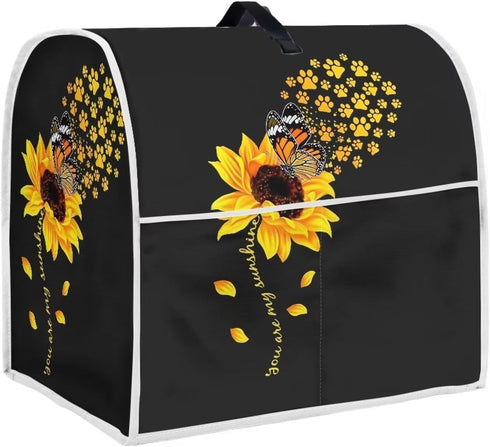 Sunflower Butterfly Paw L Size Mixer Cover Small Appliance Covers for Kitchen Counter Dust Cover Coffee Maker Cover Fingerprint Protection with To...