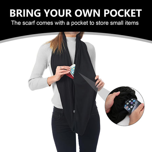 Infinity Loop Scarf for Women, Convenient Black Lightweight No-PillingTravel Scarf With Hidden Zipper Pocket, Neck Wrap Suitable For Daily Traveli...