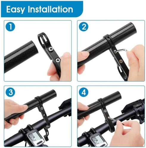 RIIPOO Aluminum Alloy Bike Handlebar Extender - 11.8" Dual Bracket for Mountain Cycling - Secure Mount for Headlights, Flashlights & Phone Holder...