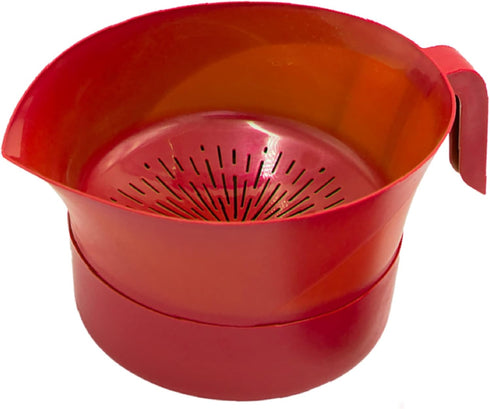 Colander Grease Strainer With Handle And Container, Catch Bowl With Lid 3 Piece Strain Set | Strains Ground Beef, Bacon & Pasta | Safe Kitchen Gad...
