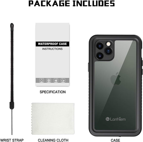Lanhiem for iPhone 11 Pro Max Case, IP68 Waterproof Dustproof Case with Built-in Screen Protector, Heavy Duty Full Body Protective Clear Back Phon...